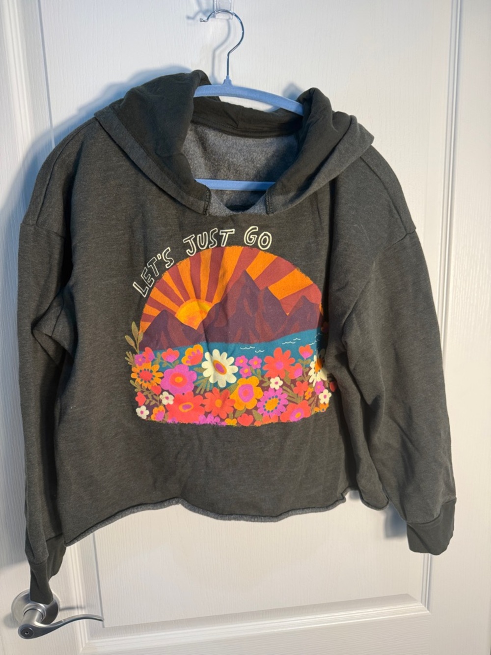 Natural Life Women’s Charcoal 'Let's Just Go' Graphic Hoodie Sweatshirt Size M
